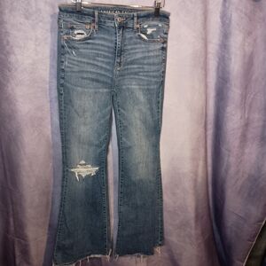 American Eagle Denim Flare Distressed Jeans
